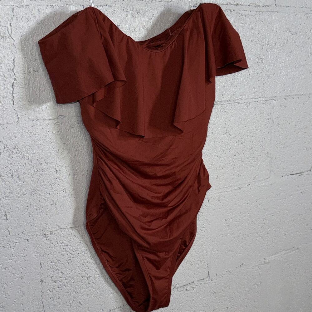 La Blanca Rust Ruffle One-Piece Swimsuit